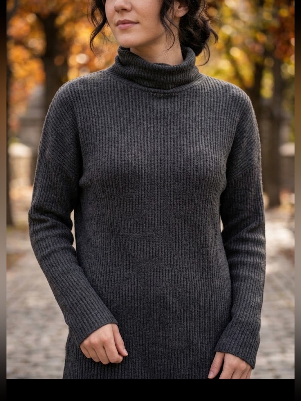aerie Charcoal Gray Ribbed Turtleneck Sweater